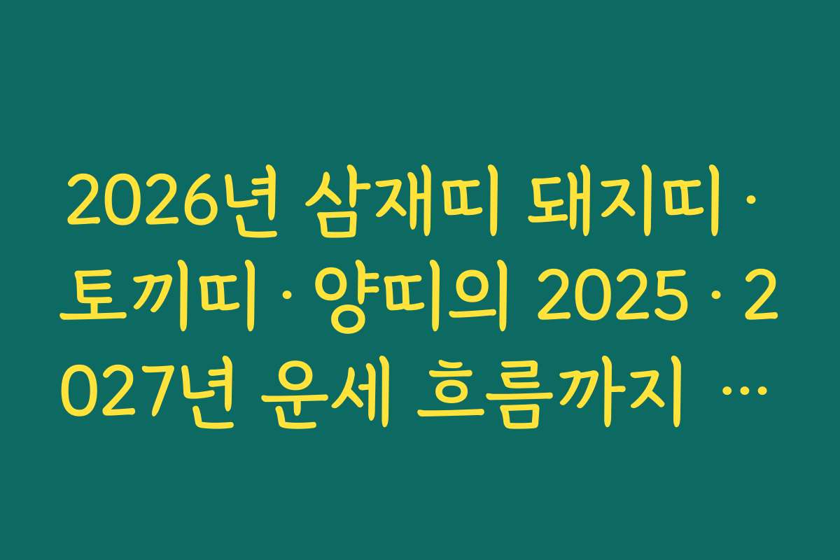 2026년 삼재띠 돼지띠·토끼띠·양띠의 2025·2027년 운세 흐름까지 함께 보는 이유