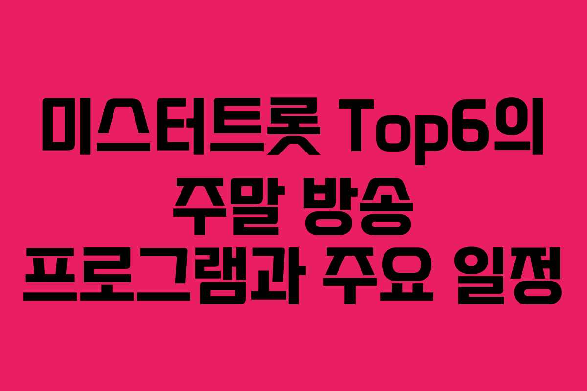 미스터트롯 Top6의 주말 방송 프로그램과 주요 일정