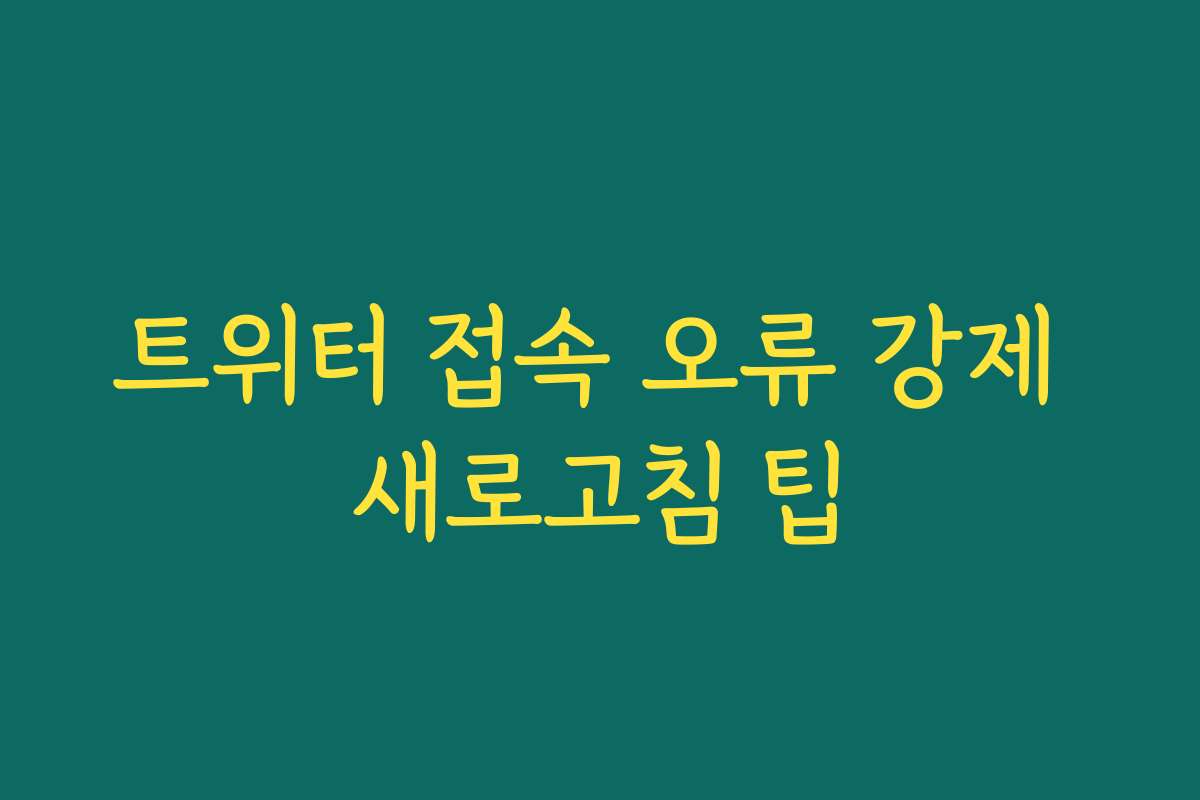 트위터 접속 오류 강제 새로고침 팁