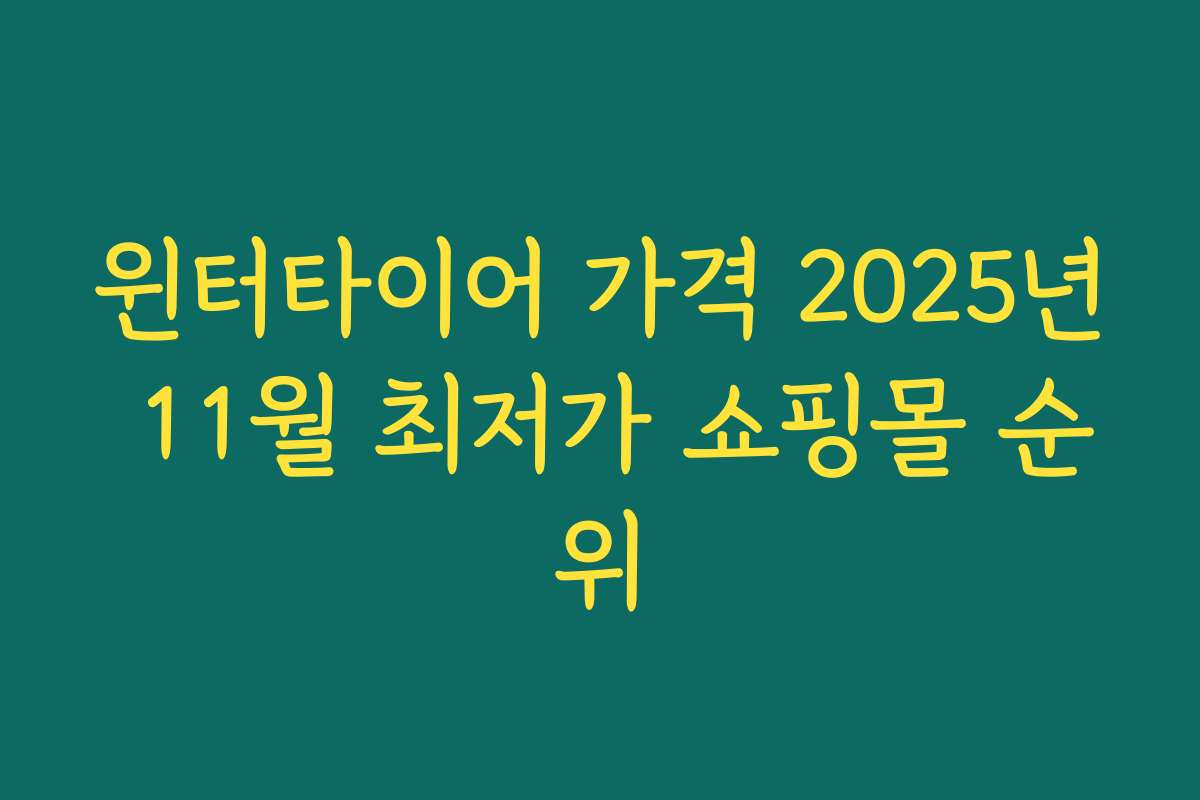 윈터타이어 가격 2025년 11월 최저가 쇼핑몰 순위