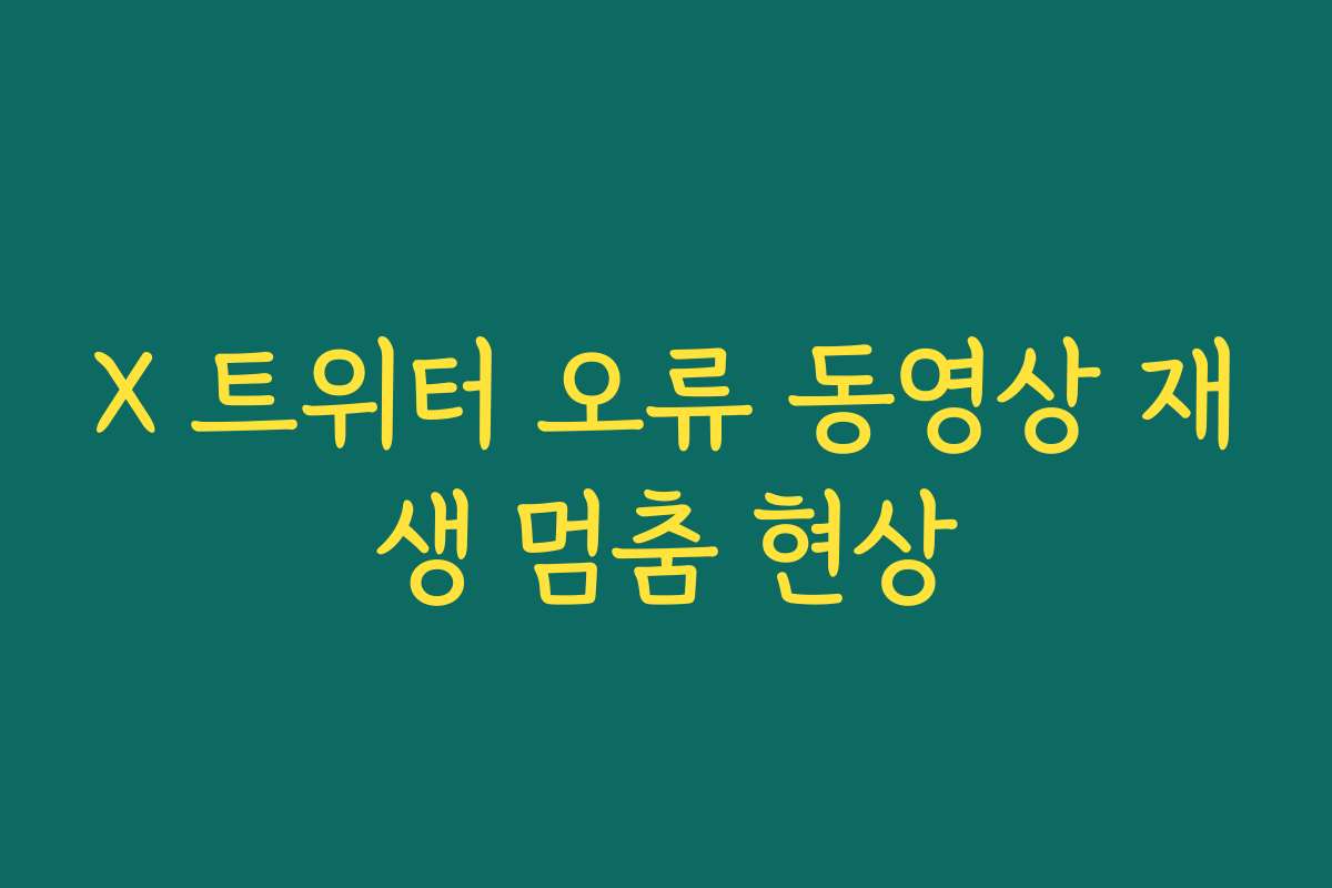 X 트위터 오류 동영상 재생 멈춤 현상