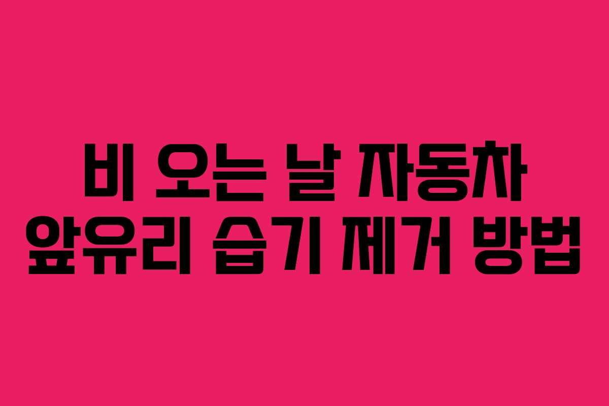 비 오는 날 자동차 앞유리 습기 제거 방법