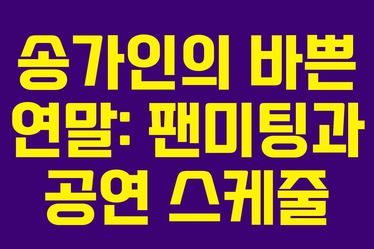 송가인의 바쁜 연말: 팬미팅과 공연 스케줄 송가인의 바쁜 연말: 팬미팅과 공연 스케줄