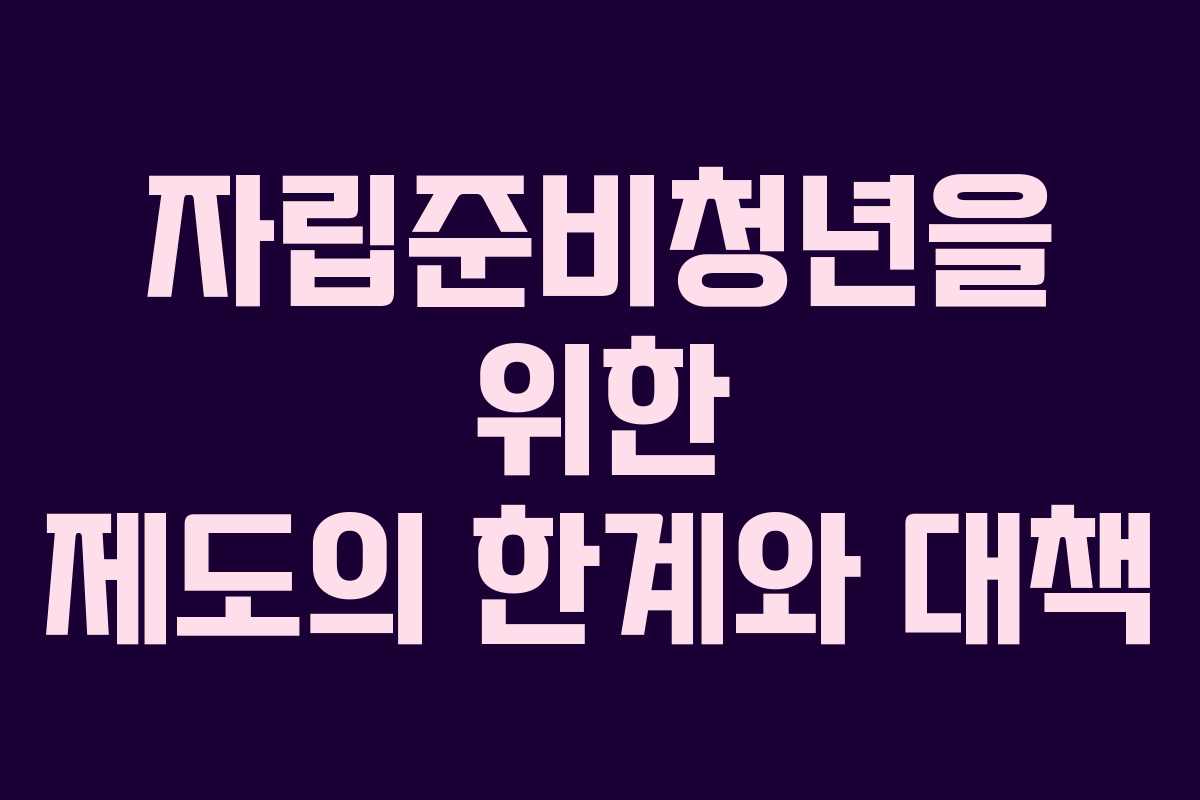 자립준비청년을 위한 제도의 한계와 대책 자립준비청년을 위한 제도의 한계와 대책