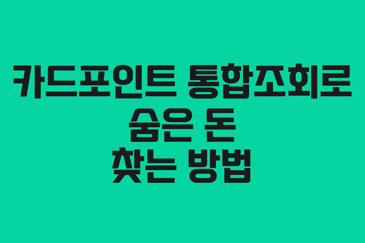 카드포인트 통합조회로 숨은 돈 찾는 방법