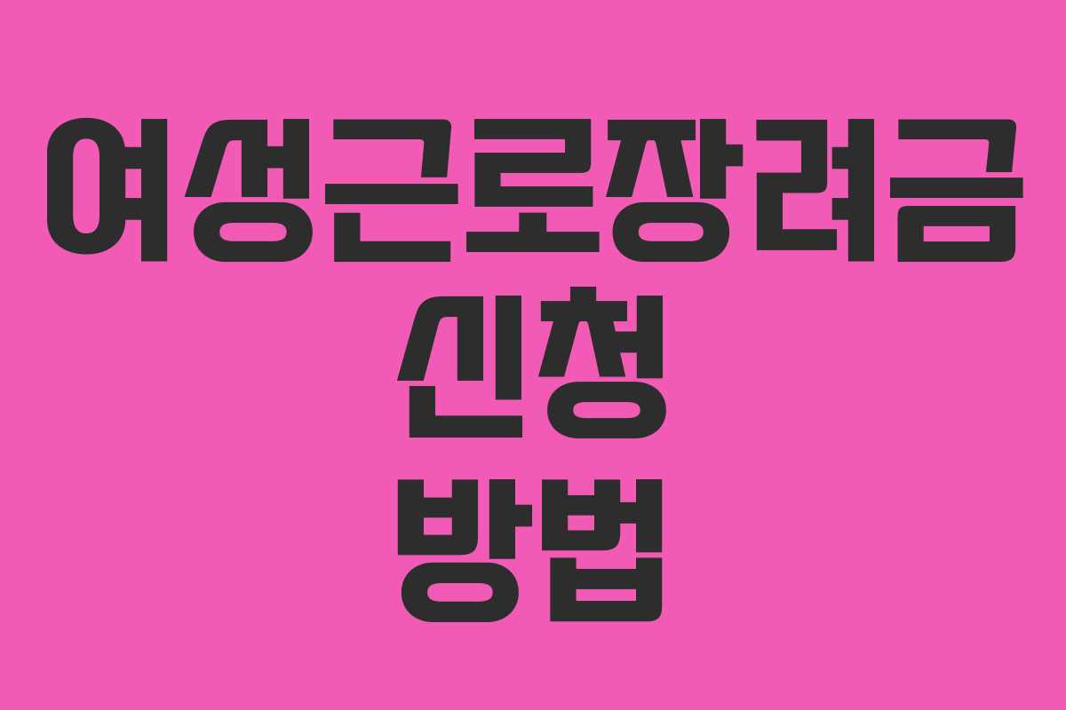 여성근로장려금 신청 방법 여성근로장려금 신청 방법