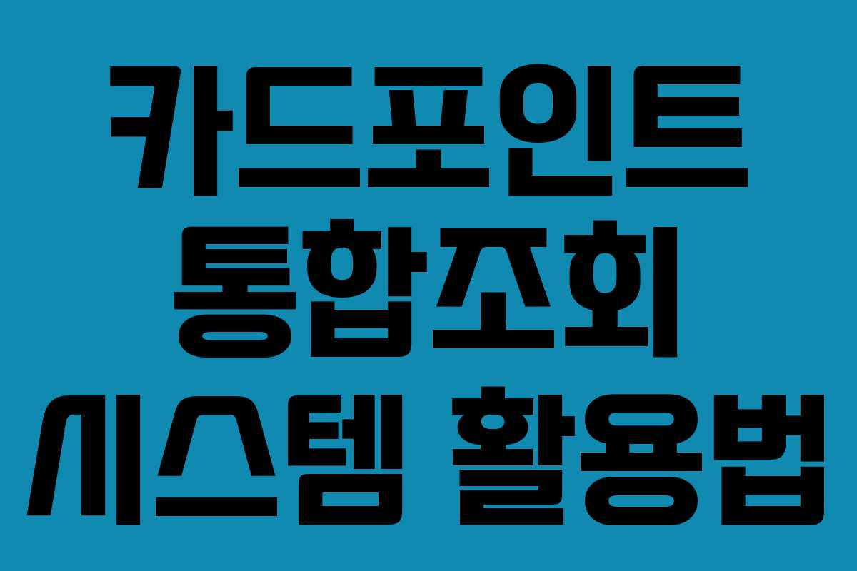 카드포인트 통합조회 시스템 활용법 카드포인트 통합조회 시스템 활용법