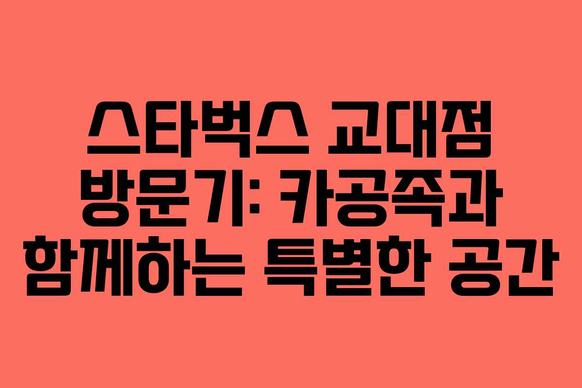 스타벅스 교대점 방문기: 카공족과 함께하는 특별한 공간