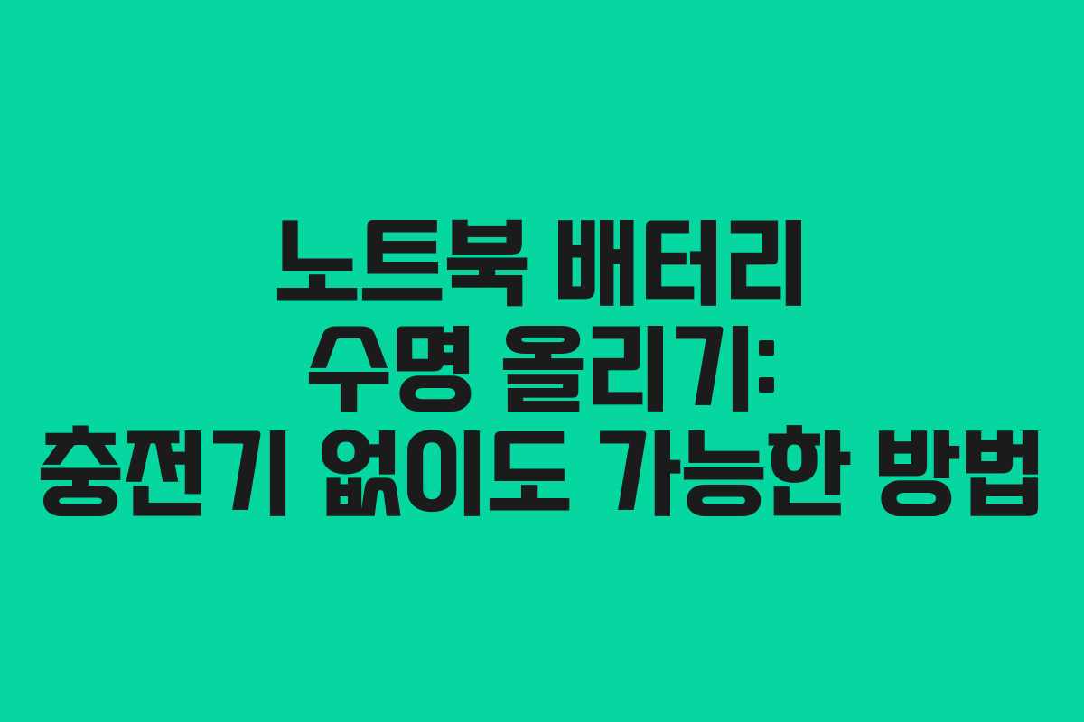 노트북 배터리 수명 올리기: 충전기 없이도 가능한 방법