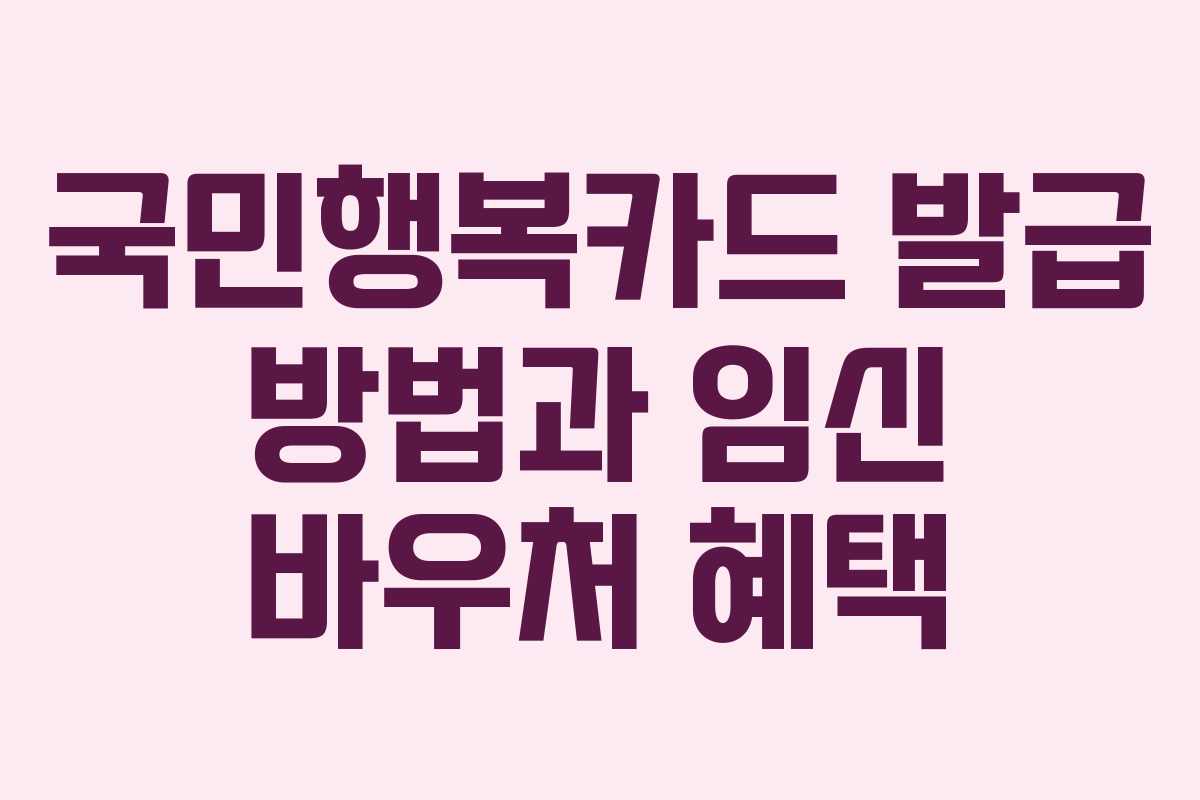 국민행복카드 발급 방법과 임신 바우처 혜택