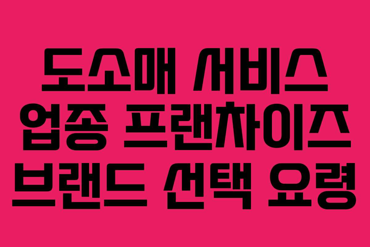 도소매 서비스 업종 프랜차이즈 브랜드 선택 요령 도소매 서비스 업종 프랜차이즈 브랜드 선택 요령