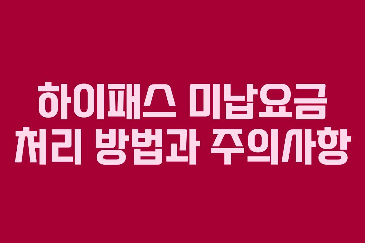 하이패스 미납요금 처리 방법과 주의사항