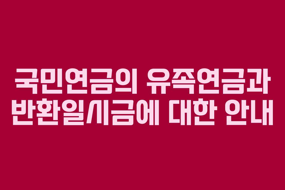 국민연금의 유족연금과 반환일시금에 대한 안내 국민연금의 유족연금과 반환일시금에 대한 안내