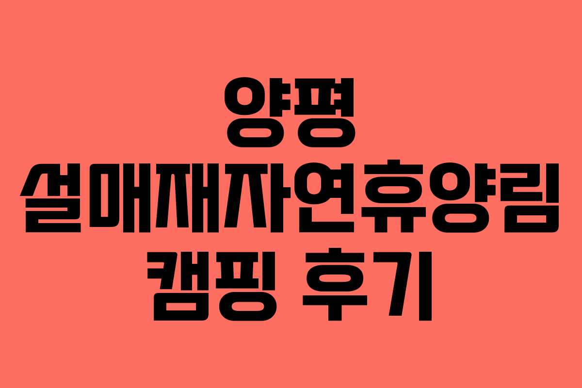 양평 설매재자연휴양림 캠핑 후기