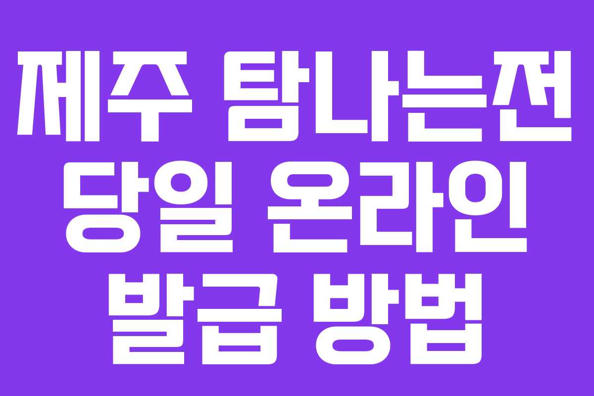 제주 탐나는전 당일 온라인 발급 방법