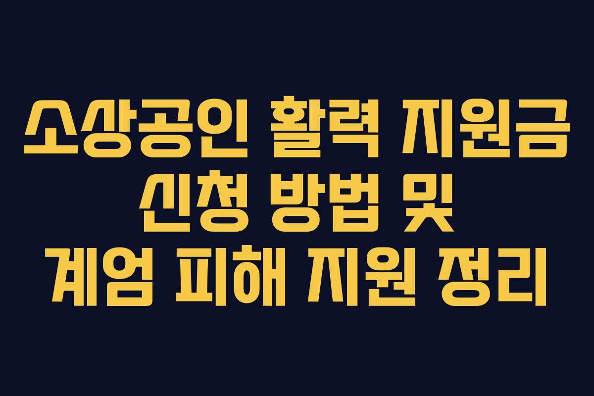 소상공인 활력 지원금 신청 방법 및 계엄 피해 지원 정리