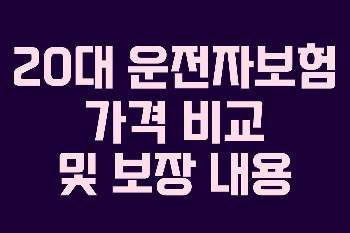 20대 운전자보험 가격 비교 및 보장 내용