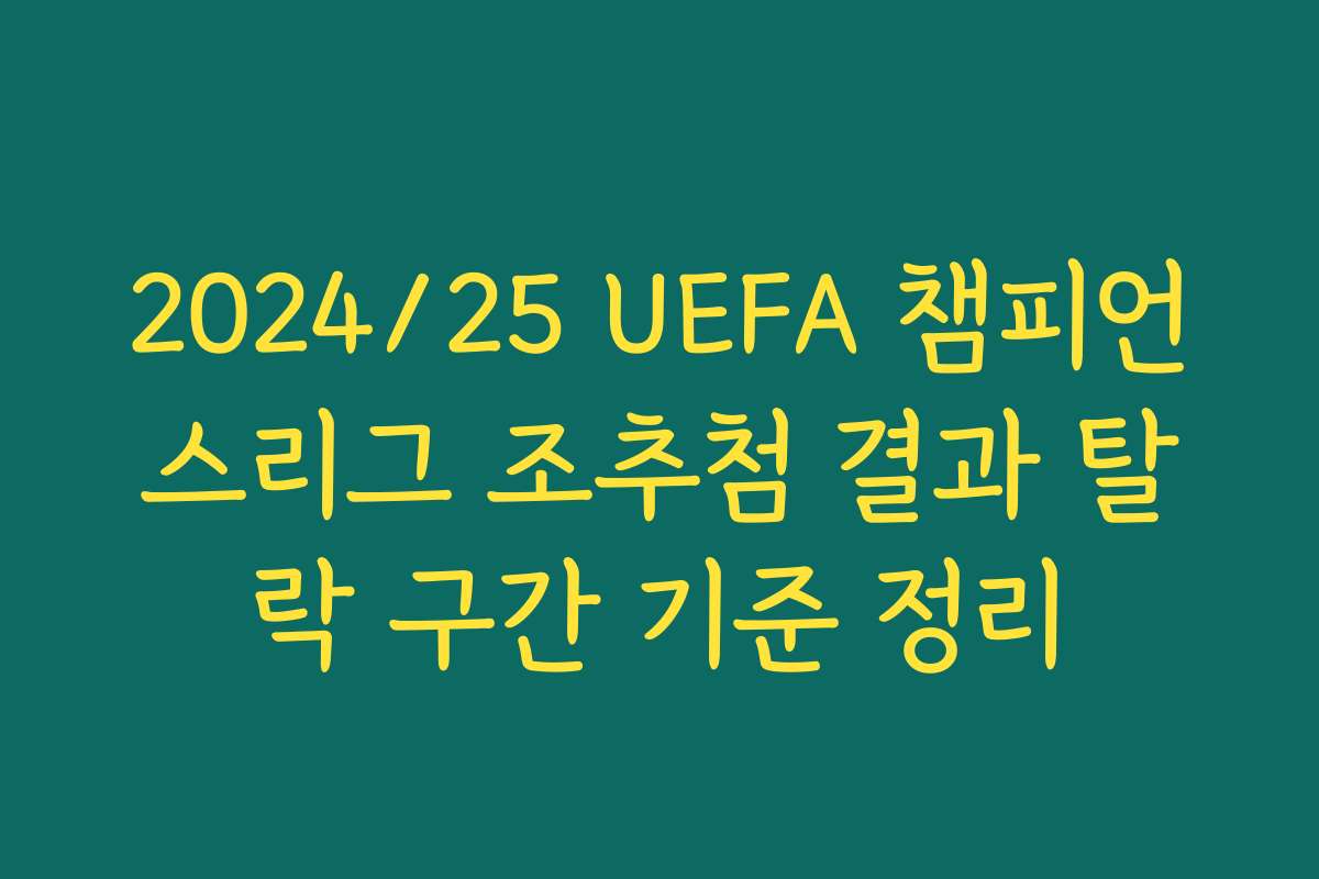 2024/25 UEFA 챔피언스리그 조추첨 결과 탈락 구간 기준 정리