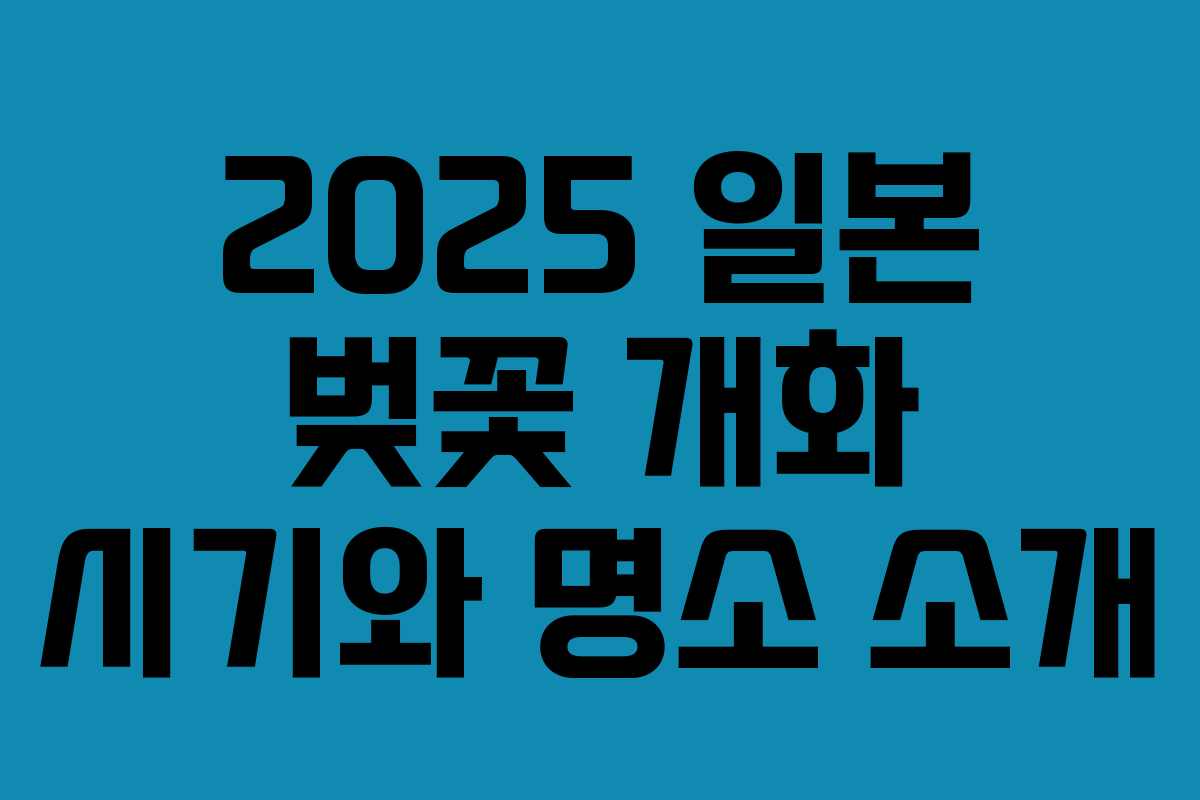 2025 일본 벚꽃 개화 시기와 명소 소개