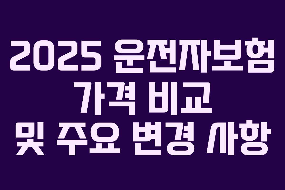 2025 운전자보험 가격 비교 및 주요 변경 사항