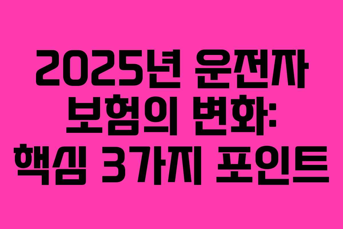 2025년 운전자 보험의 변화: 핵심 3가지 포인트 2025년 운전자 보험의 변화: 핵심 3가지 포인트
