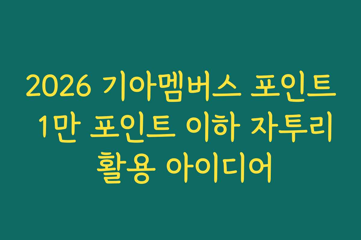 2026 기아멤버스 포인트 1만 포인트 이하 자투리 활용 아이디어
