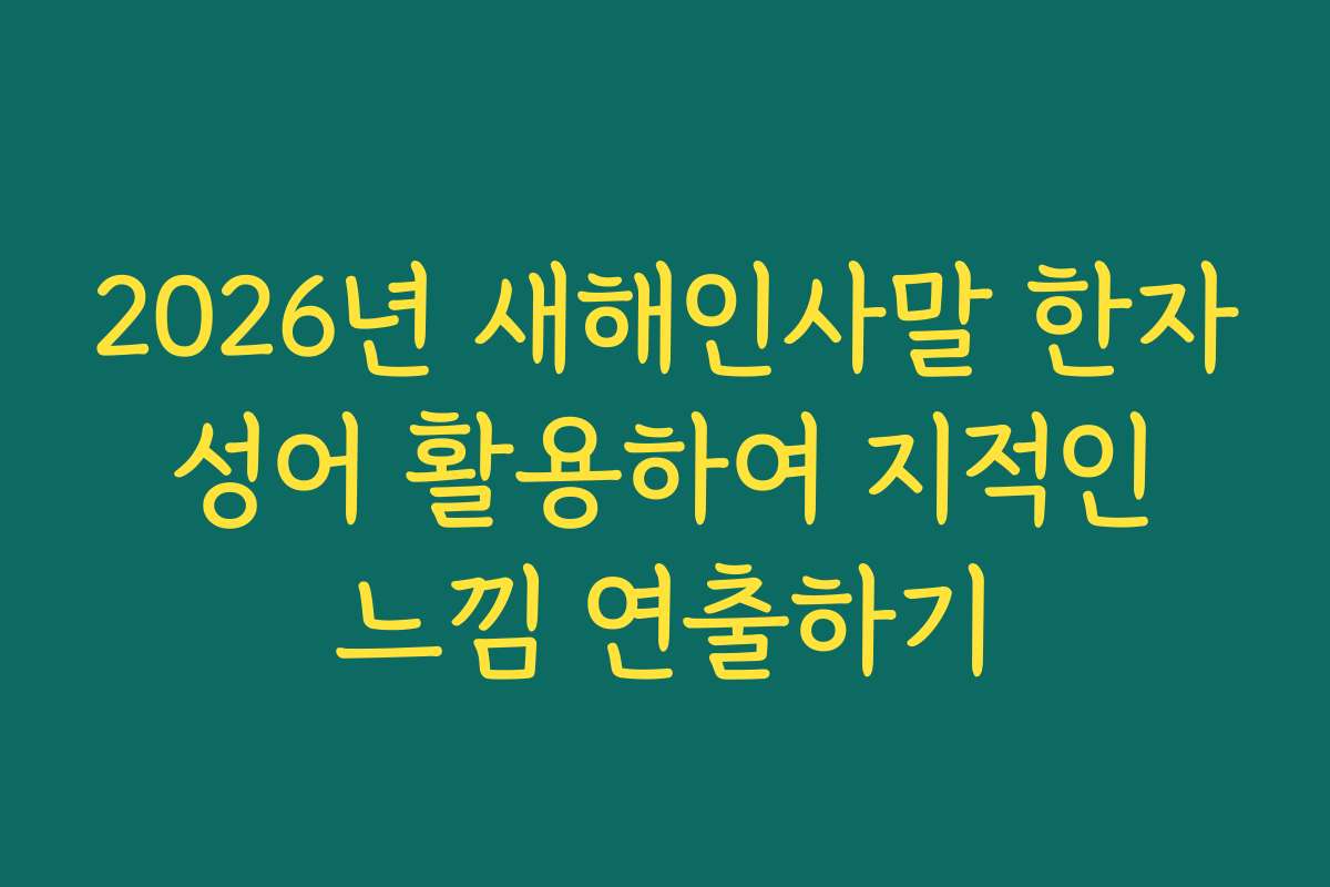 2026년 새해인사말 한자 성어 활용하여 지적인 느낌 연출하기
