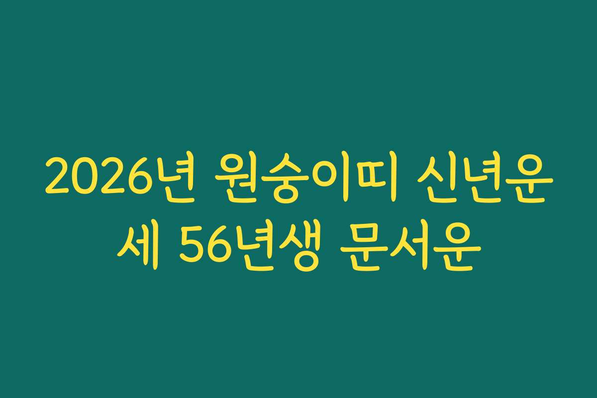 2026년 원숭이띠 신년운세 56년생 문서운