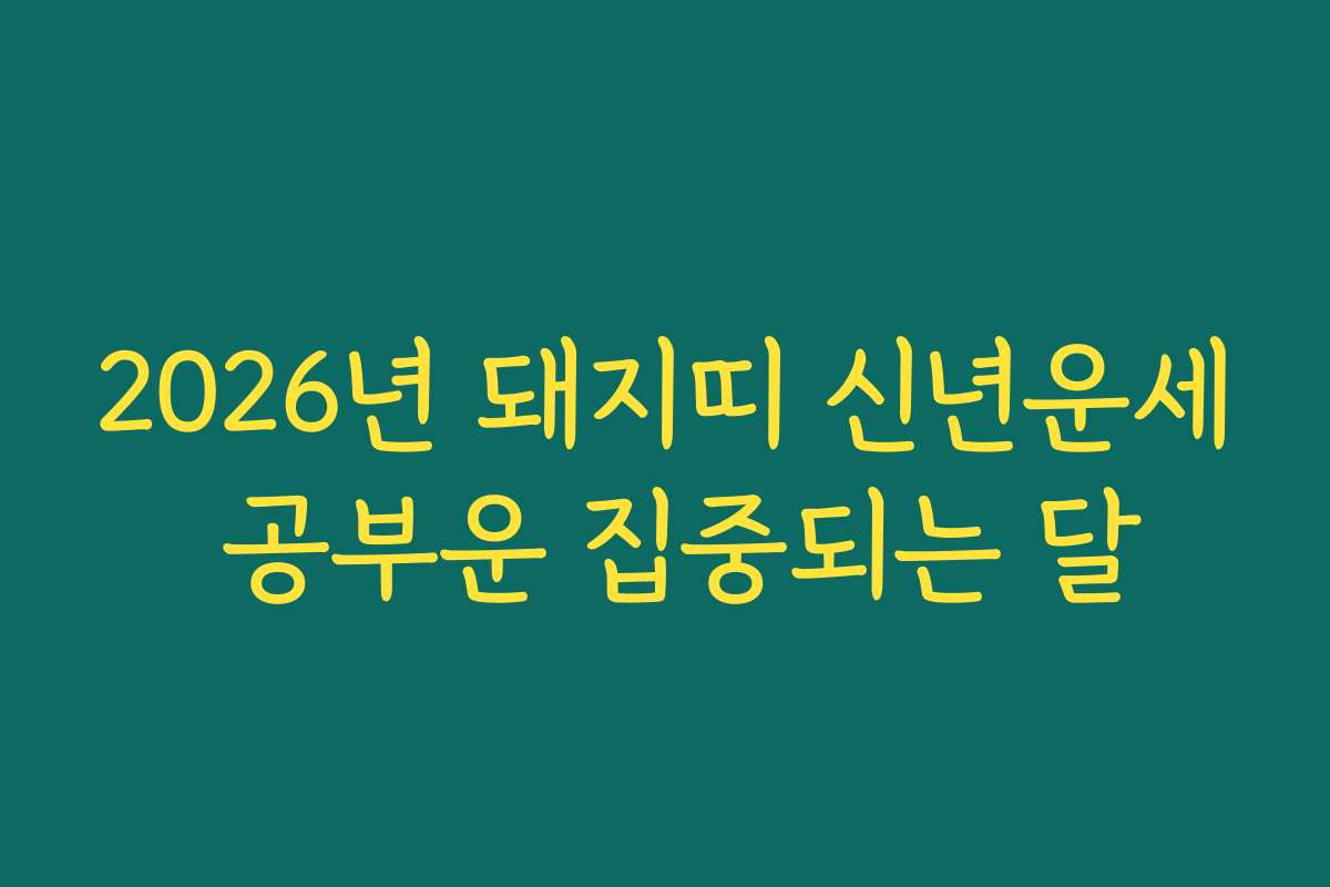 2026년 돼지띠 신년운세 공부운 집중되는 달