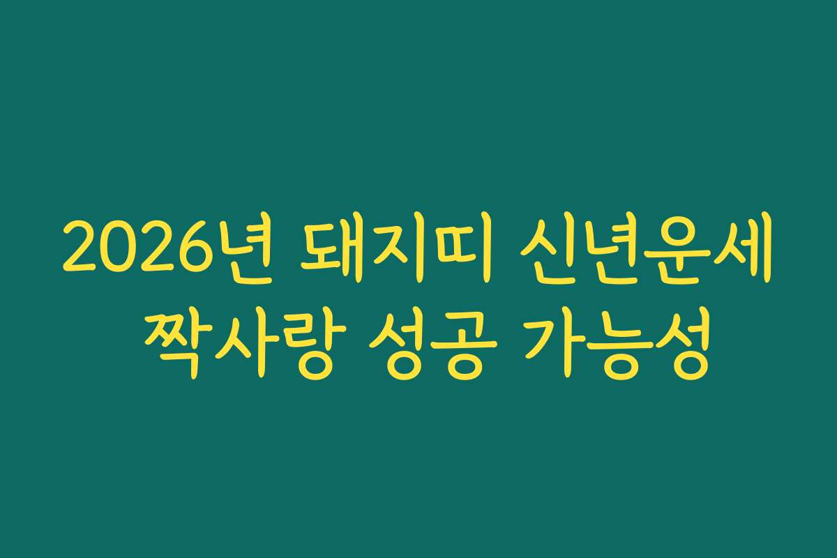 2026년 돼지띠 신년운세 짝사랑 성공 가능성