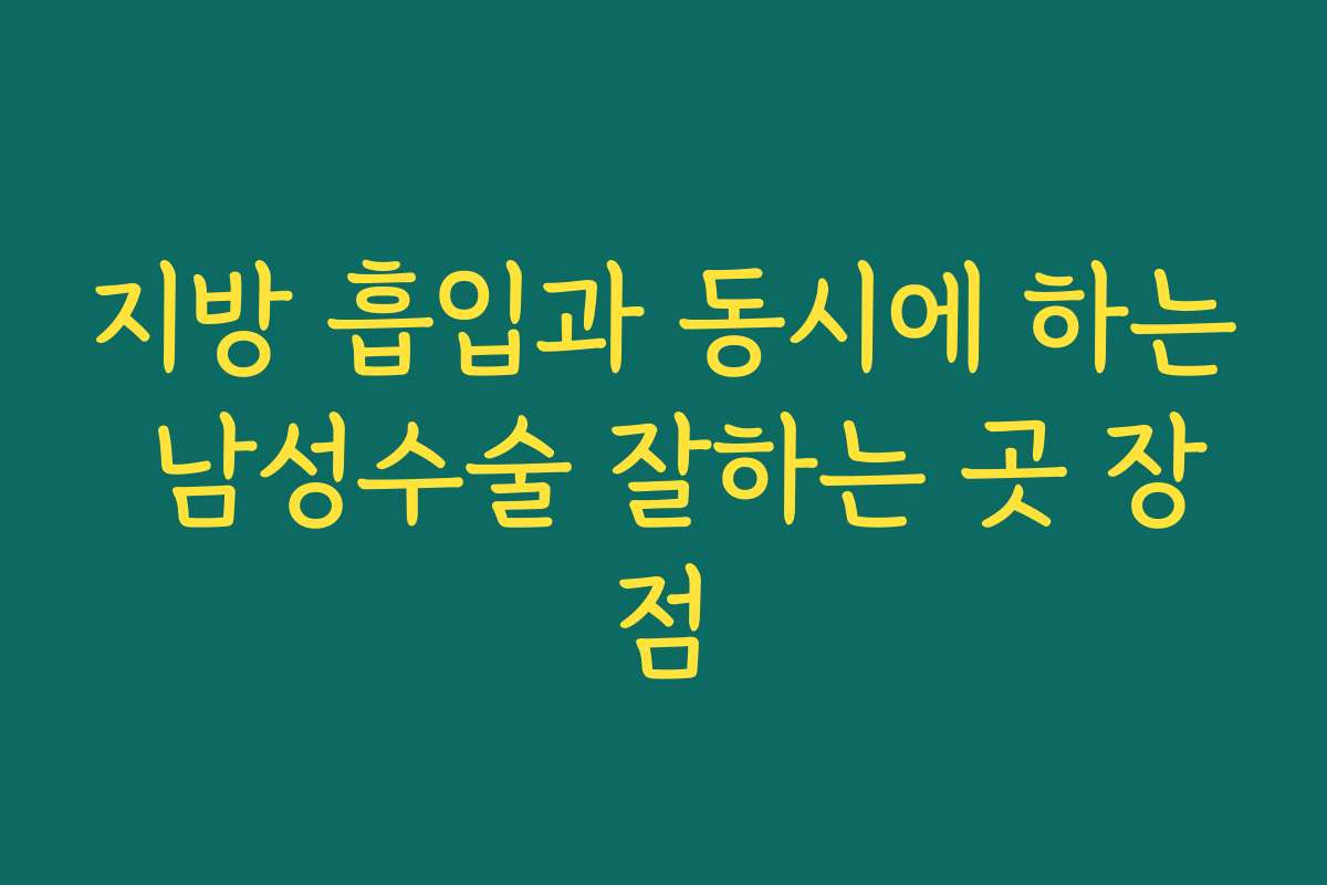 지방 흡입과 동시에 하는 남성수술 잘하는 곳 장점