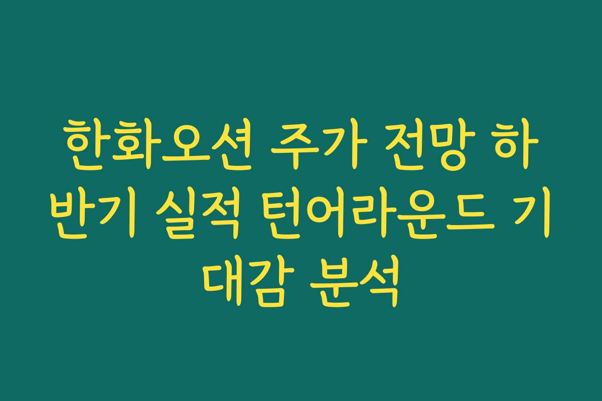 한화오션 주가 전망 하반기 실적 턴어라운드 기대감 분석