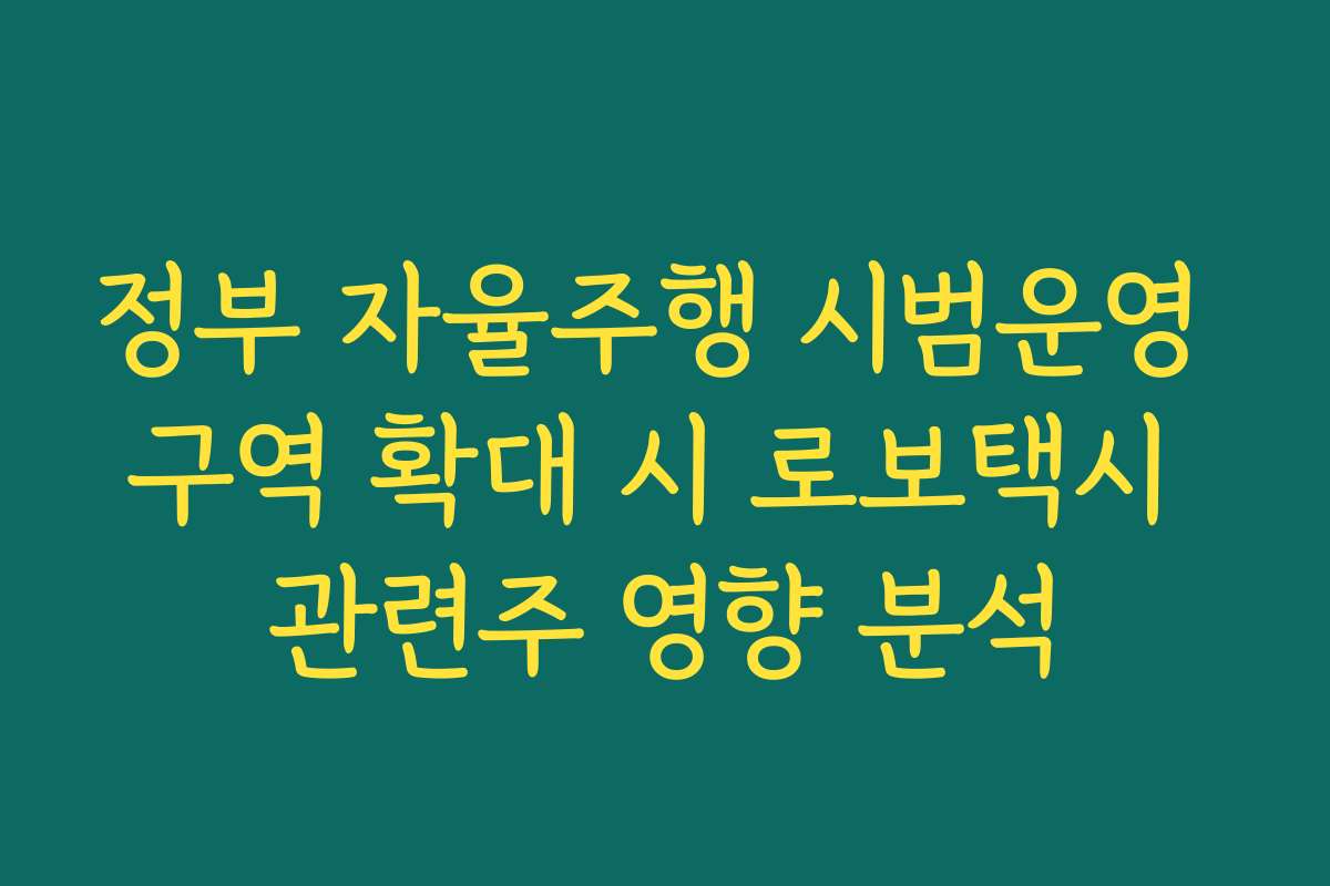 정부 자율주행 시범운영 구역 확대 시 로보택시 관련주 영향 분석