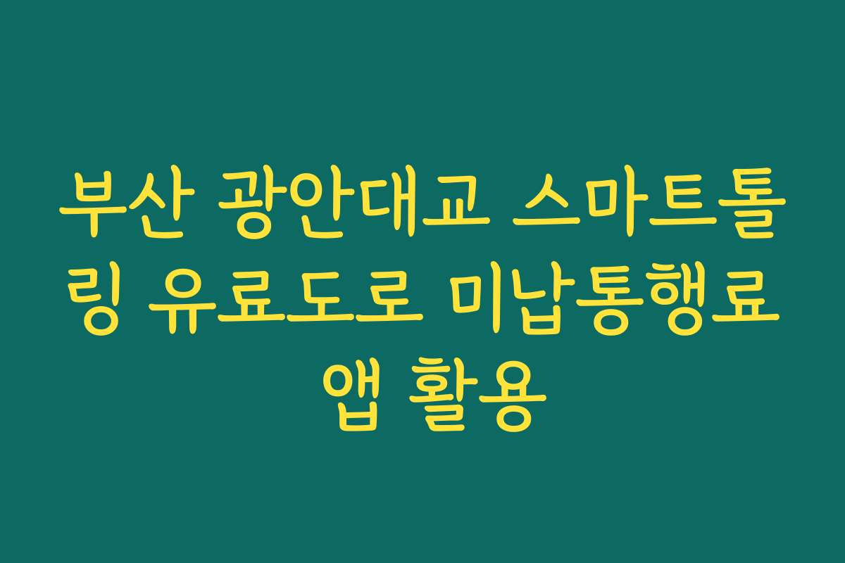 부산 광안대교 스마트톨링 유료도로 미납통행료 앱 활용