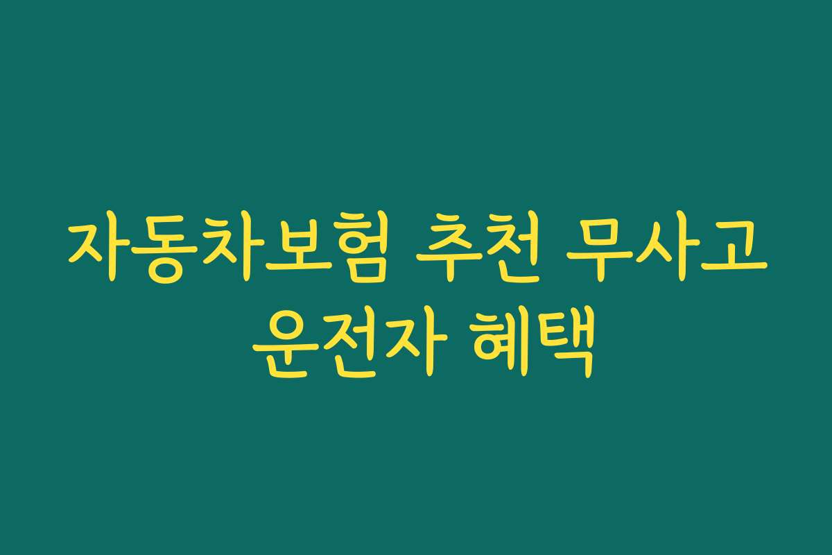자동차보험 추천 무사고 운전자 혜택