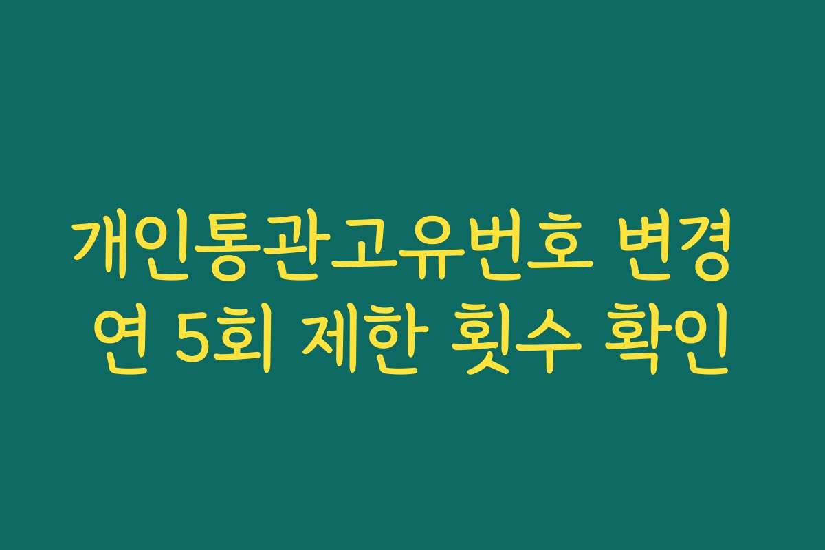 개인통관고유번호 변경 연 5회 제한 횟수 확인
