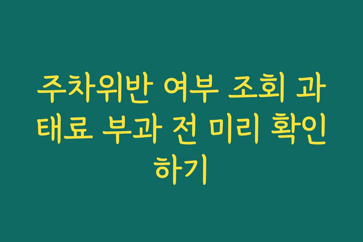 주차위반 여부 조회 과태료 부과 전 미리 확인하기 주차위반 여부 조회 과태료 부과 전 미리 확인하기