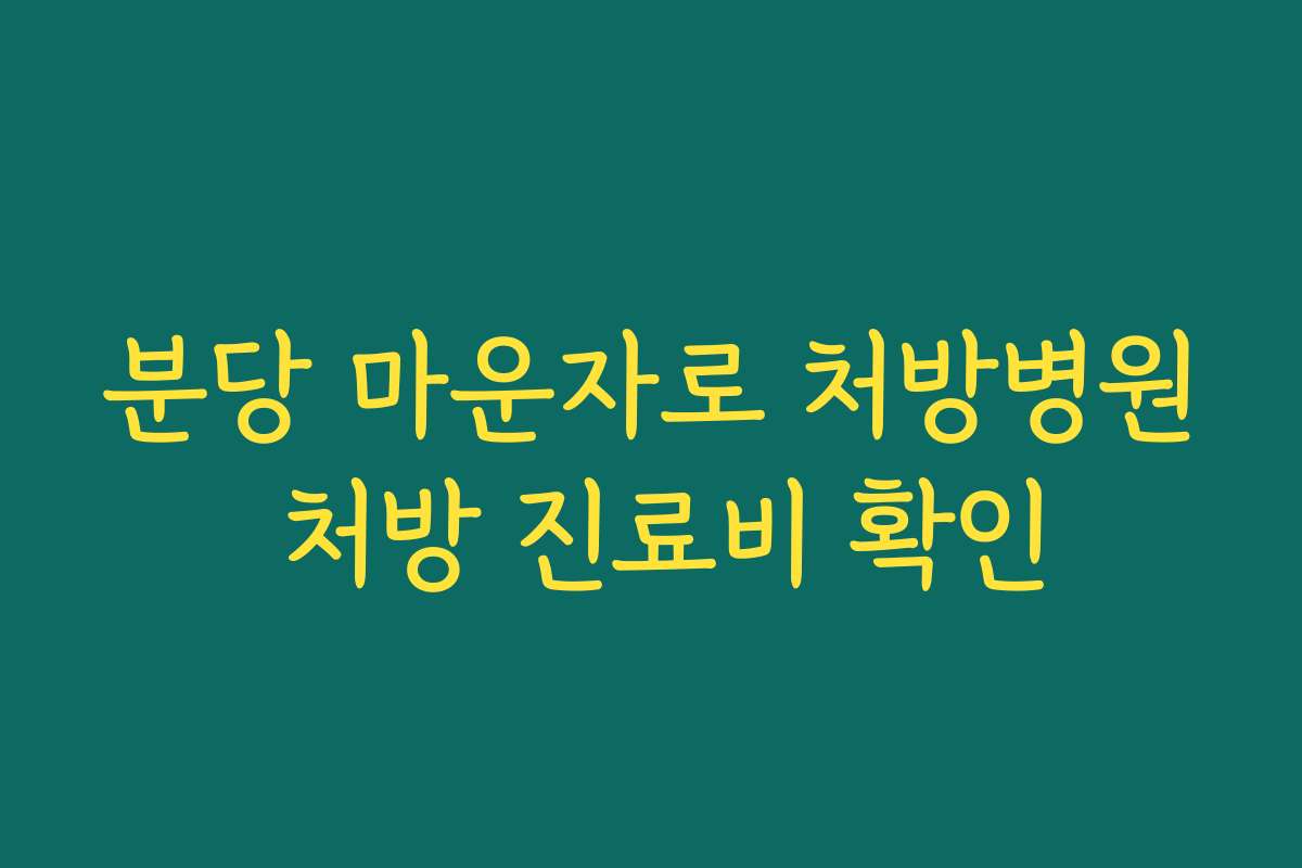 분당 마운자로 처방병원 처방 진료비 확인 분당 마운자로 처방병원 처방 진료비 확인