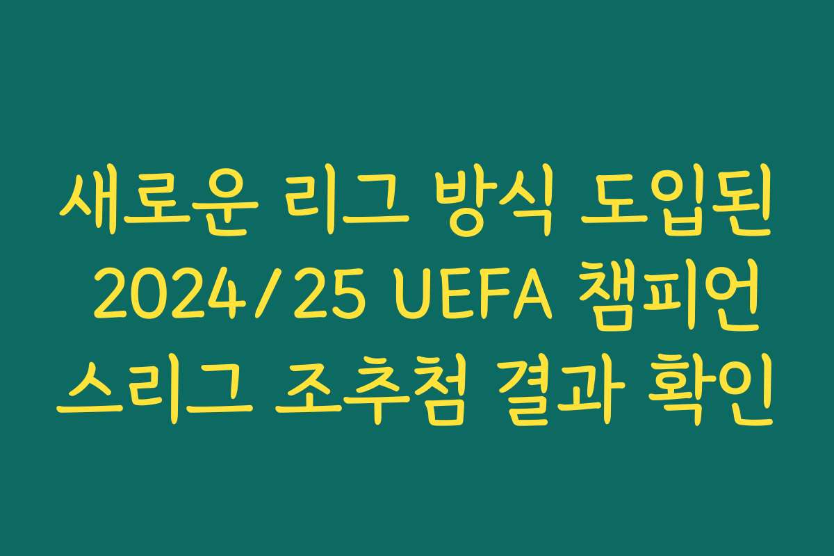 새로운 리그 방식 도입된 2024/25 UEFA 챔피언스리그 조추첨 결과 확인