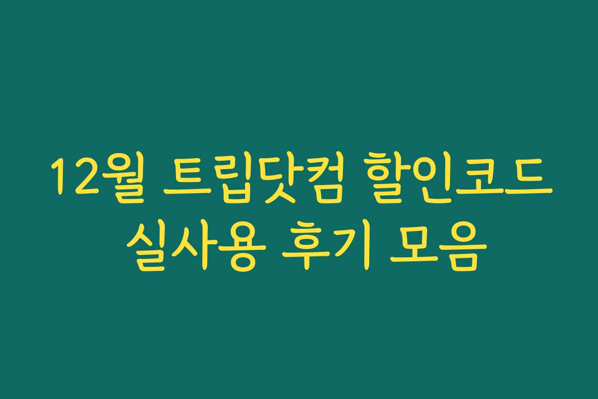 12월 트립닷컴 할인코드 실사용 후기 모음