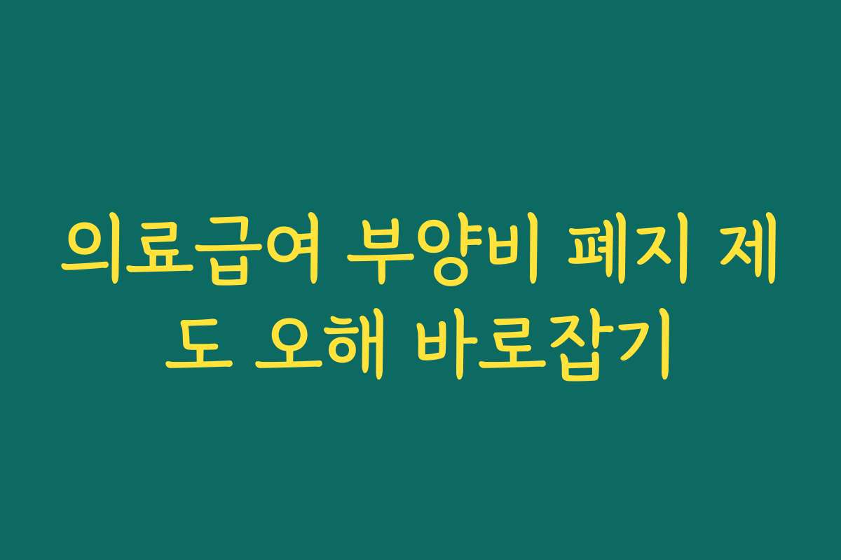 의료급여 부양비 폐지 제도 오해 바로잡기