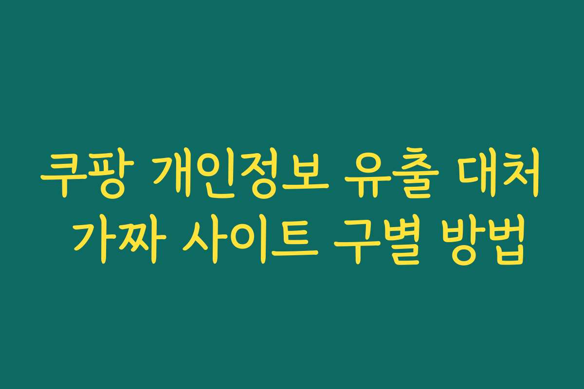 쿠팡 개인정보 유출 대처 가짜 사이트 구별 방법