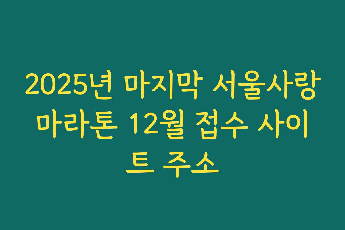 2025년 마지막 서울사랑마라톤 12월 접수 사이트 주소 2025년 마지막 서울사랑마라톤 12월 접수 사이트 주소