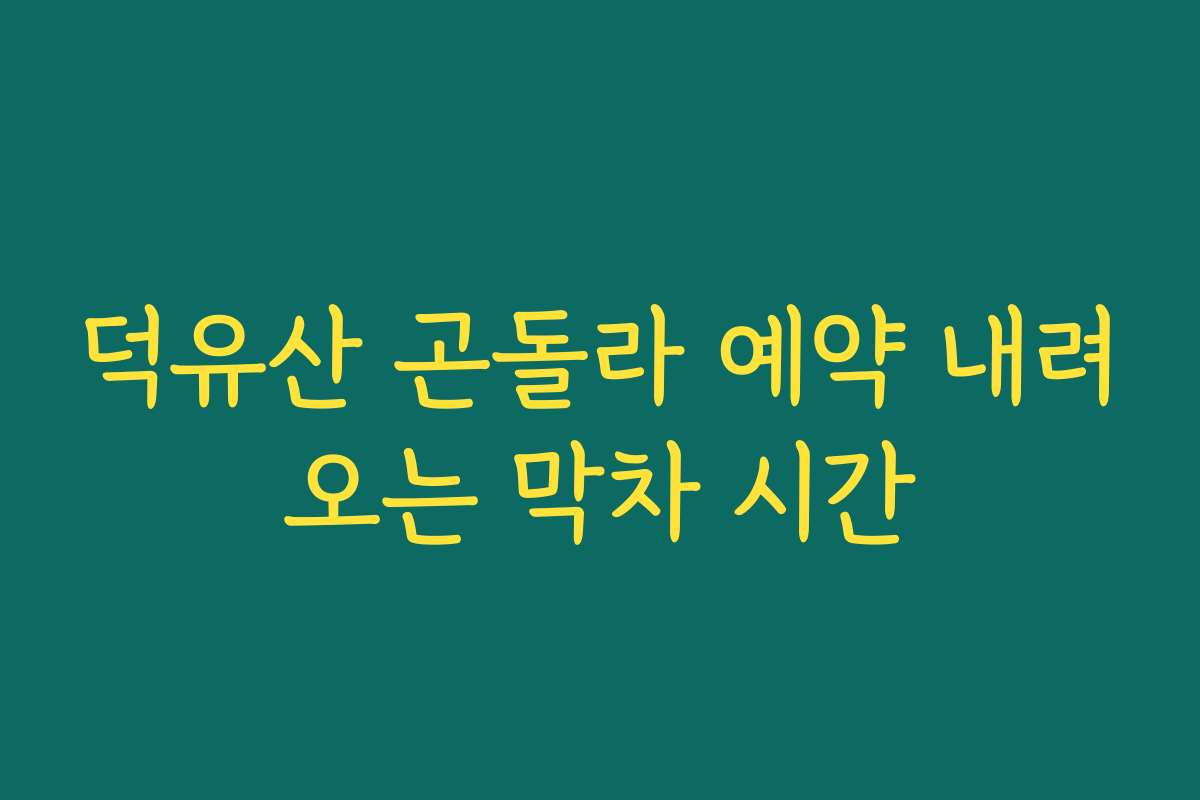 덕유산 곤돌라 예약 내려오는 막차 시간