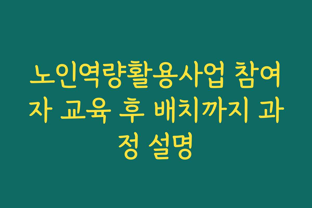 노인역량활용사업 참여자 교육 후 배치까지 과정 설명