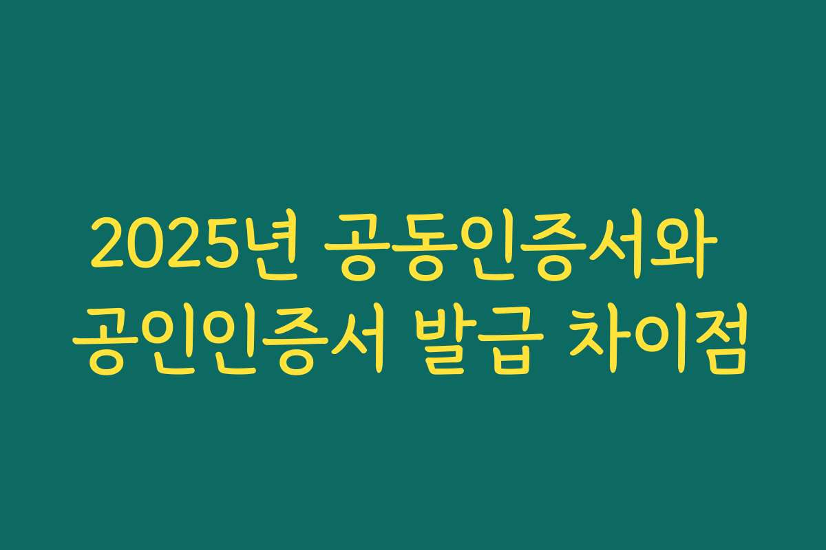 2025년 공동인증서와 공인인증서 발급 차이점