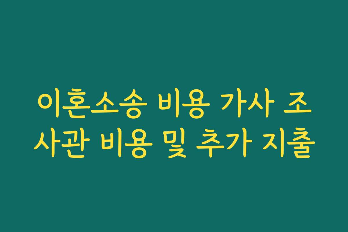 이혼소송 비용 가사 조사관 비용 및 추가 지출