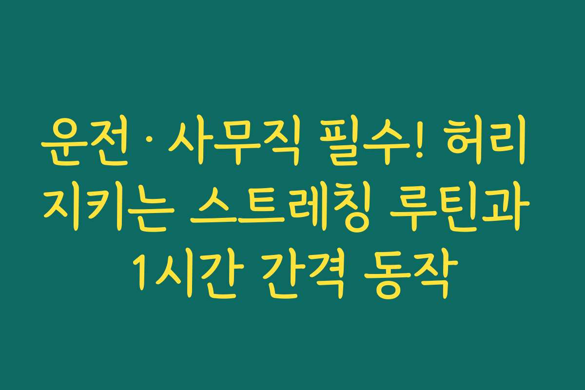 운전·사무직 필수! 허리 지키는 스트레칭 루틴과 1시간 간격 동작