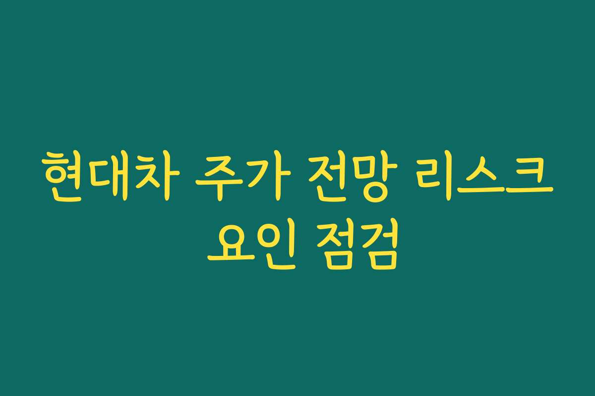 현대차 주가 전망 리스크 요인 점검