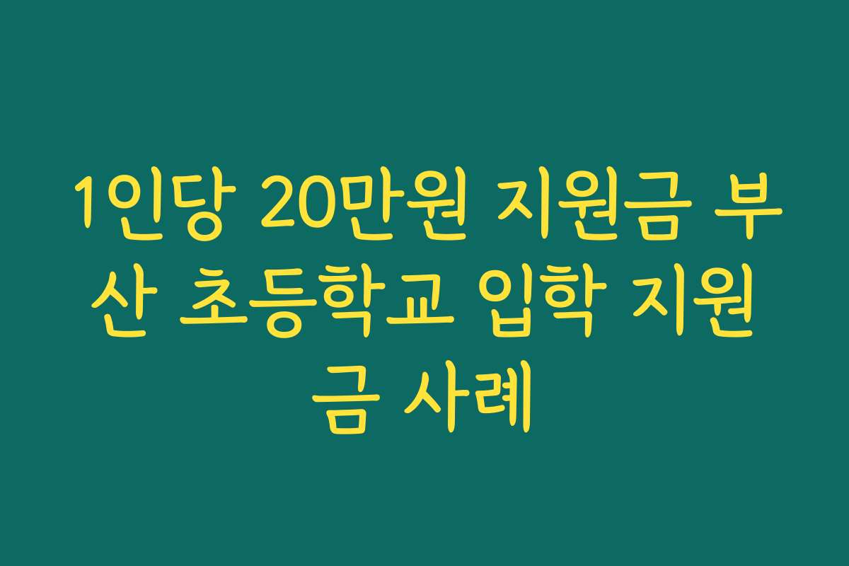 1인당 20만원 지원금 부산 초등학교 입학 지원금 사례 1인당 20만원 지원금 부산 초등학교 입학 지원금 사례